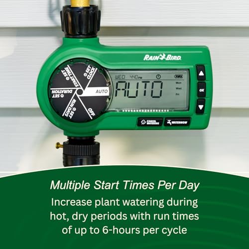 Rain Bird 1ZEHTMRP Premium Professional Grade Electronic Digital Hose End Timer/Controller, One Zone/Station, Battery Operated, Brass Inlet/Outlet
