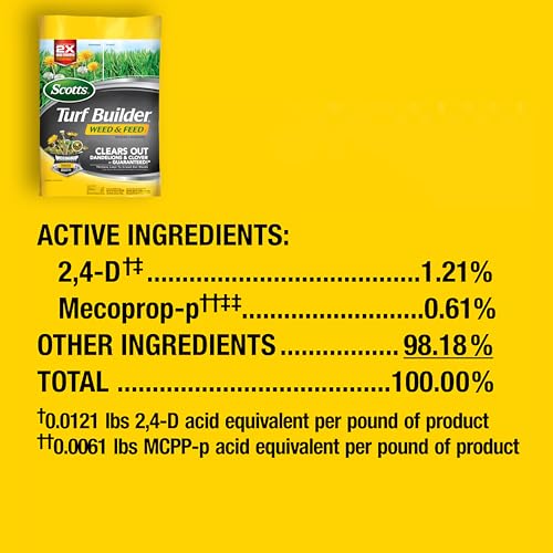 Scotts Turf Builder Weed & Feed3, Weed Killer Plus Lawn Fertilizer, Controls Dandelion and Clover, 5,000 sq. ft., 14.29 lbs.
