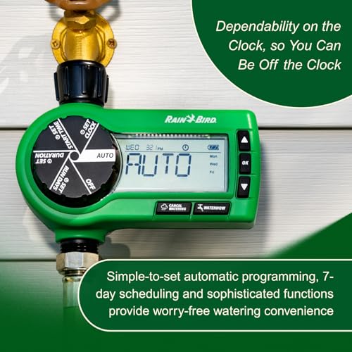 Rain Bird 1ZEHTMRP Premium Professional Grade Electronic Digital Hose End Timer/Controller, One Zone/Station, Battery Operated, Brass Inlet/Outlet