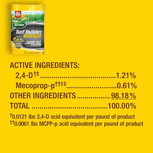 Scotts Turf Builder Weed & Feed3, Weed Killer Plus Lawn Fertilizer, Controls Dandelion and Clover, 5,000 sq. ft., 14.29 lbs.