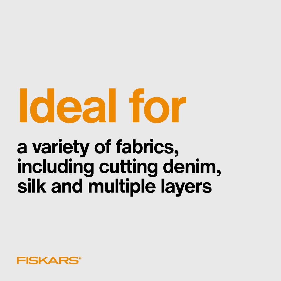 Fiskars 8” Original Orange-Handled Stainless Steel Scissors, Ergonomic and Keeps Material Flat, Sharp All-Purpose Paper and Fabric Scissors for Office, Arts, and Crafts