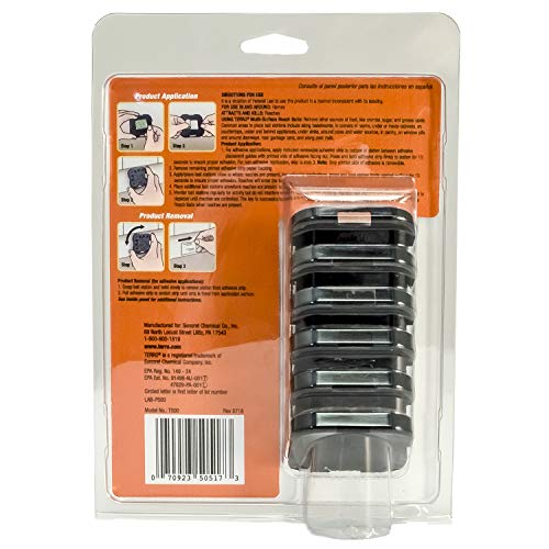 TERRO T500 Indoor Multi-Surface Roach Bait Stations - Indoor Cockroach Killer, 6 Bait Stations, Black