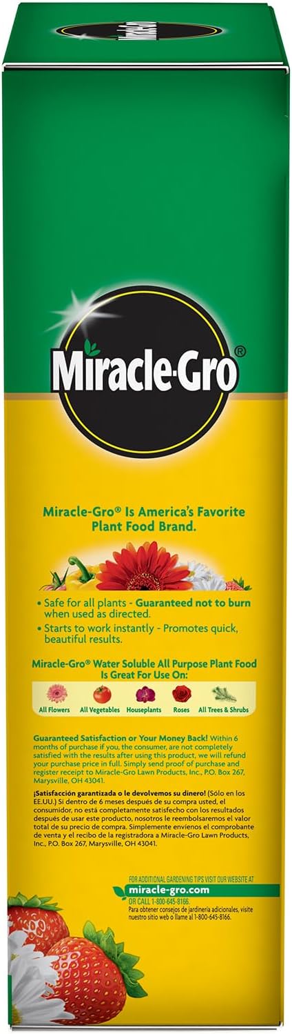 Miracle-Gro Water Soluble All Purpose Plant Food, Plant Fertilizer for Indoor or Outdoor Plants, Roses, Flowers, Houseplants, Vegetables and Trees, 10 lb.