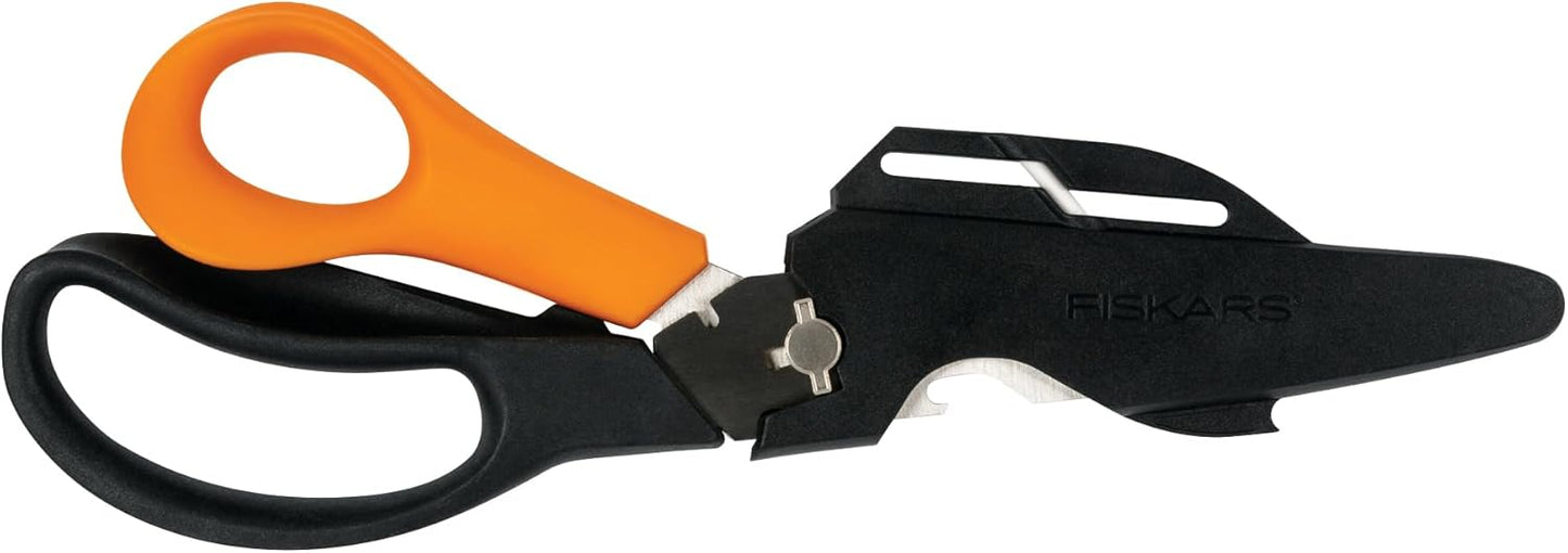 Fiskars Pruning Shears for Gardening, Multipurpose 8" Garden Shears with Sheath and SoftGrip Handle, Great for cutting Nursery Pots, Bags, and Wire