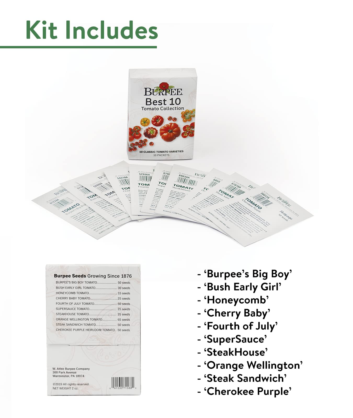 Burpee Culinary Classics Garden Collection 10 Packets of Non-GMO Chives, Cilantro, Basil, Sage, Thyme, Dill, Parsley, Chamomile, Marjoram & Oregano | Kitchen Herb Variety Pack, Seeds for Planting