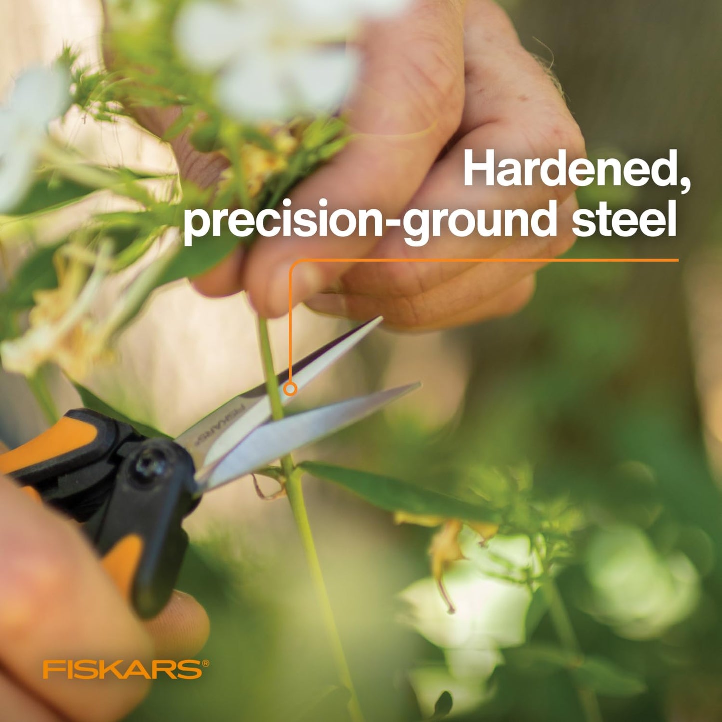Fiskars 6" Pruning Scissors (2-Pack) for Flowers, Buds, Weeds and Small Plants, Garden Snips with Resin Resistant Nonstick Stainless Steel Blades, Gardening Trimmers with Comfortable Handle