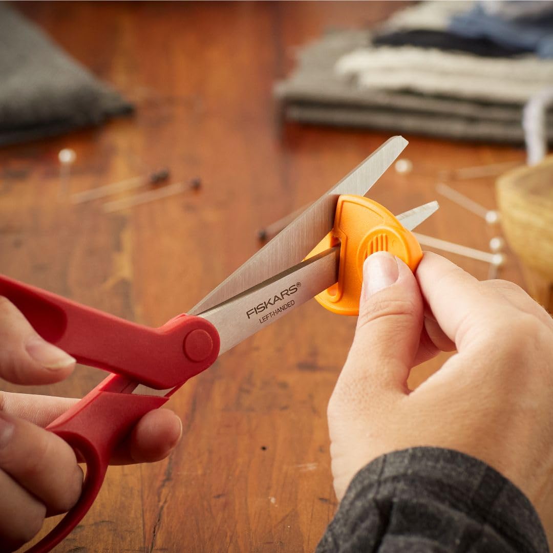 Fiskars 8” Original Orange-Handled Stainless Steel Scissors, Ergonomic and Keeps Material Flat, Sharp All-Purpose Paper and Fabric Scissors for Office, Arts, and Crafts