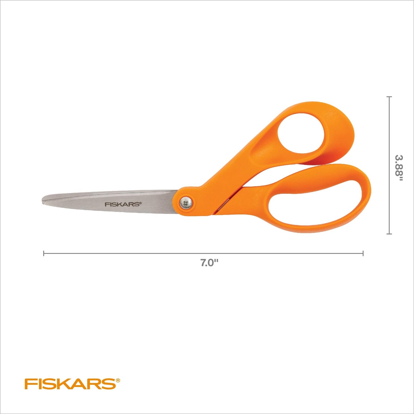 Fiskars 8” Original Orange-Handled Stainless Steel Scissors, Ergonomic and Keeps Material Flat, Sharp All-Purpose Paper and Fabric Scissors for Office, Arts, and Crafts