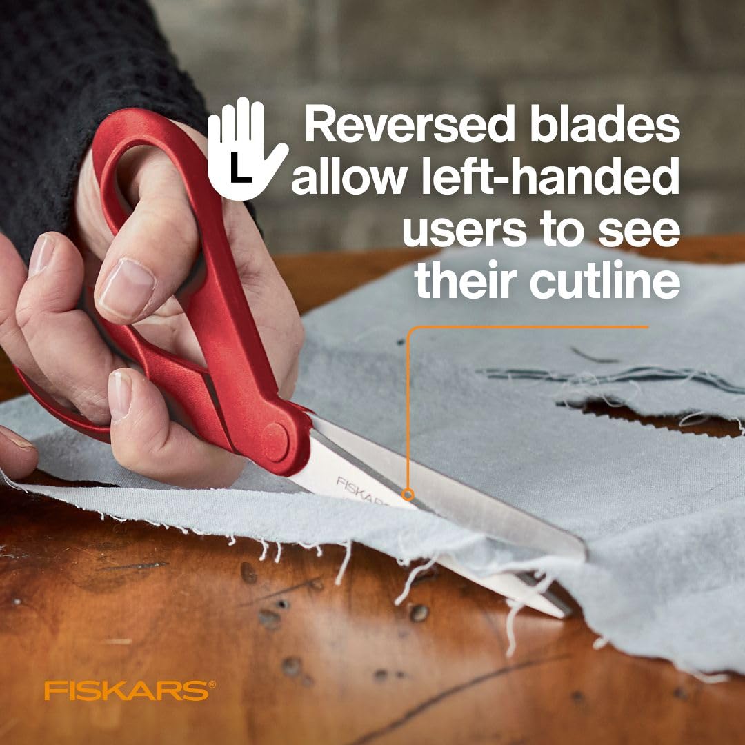 Fiskars 8” Original Orange-Handled Stainless Steel Scissors, Ergonomic and Keeps Material Flat, Sharp All-Purpose Paper and Fabric Scissors for Office, Arts, and Crafts