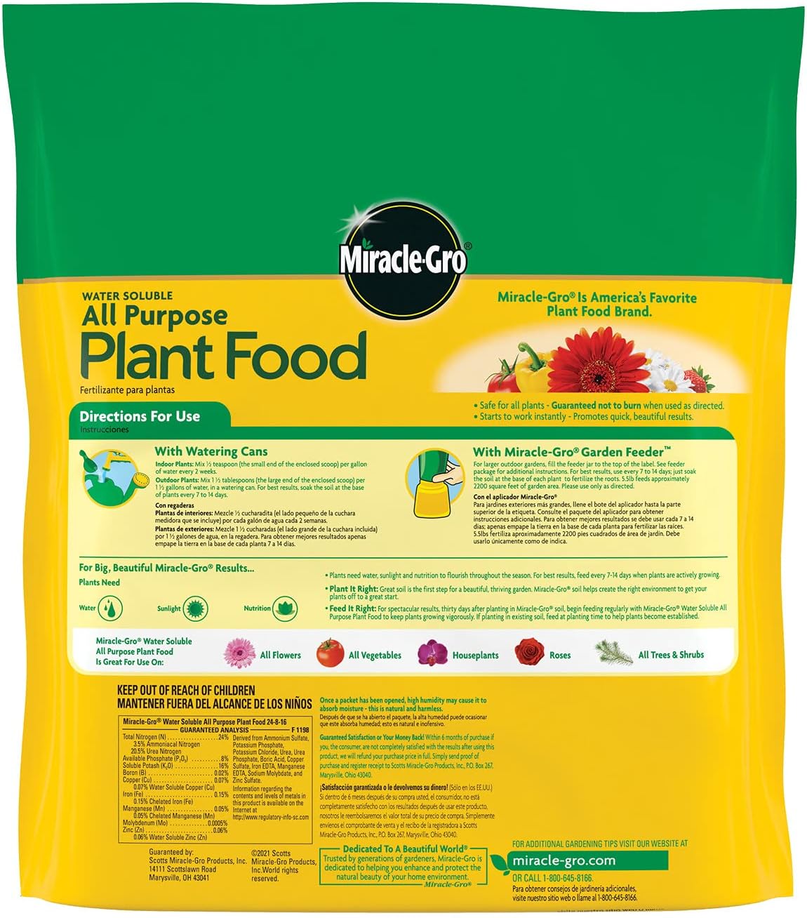 Miracle-Gro Water Soluble All Purpose Plant Food, Plant Fertilizer for Indoor or Outdoor Plants, Roses, Flowers, Houseplants, Vegetables and Trees, 10 lb.