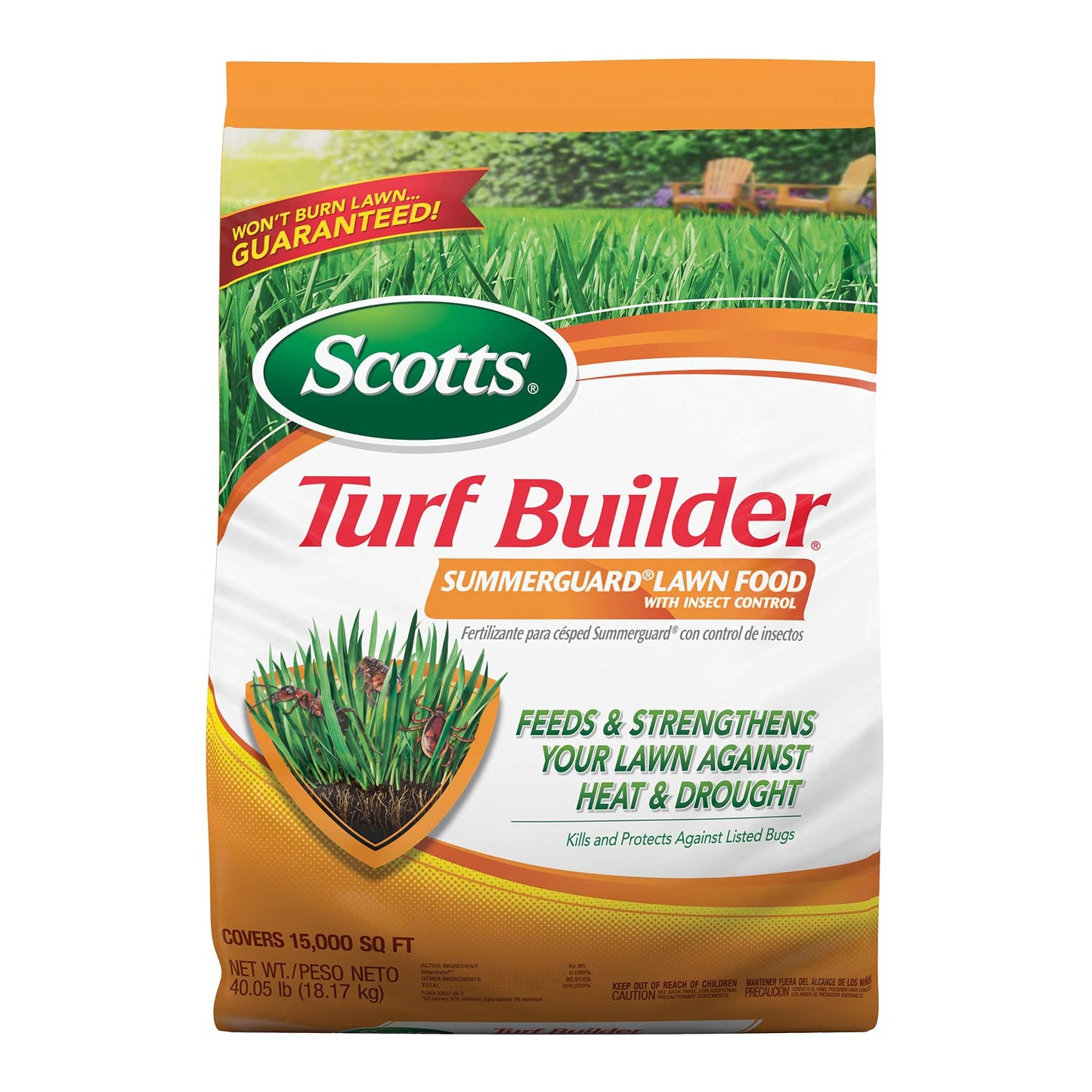 Scotts Turf Builder SummerGuard Lawn Food with Insect Control, Fertilizer and Insect Killer, 5,000 sq. ft., 13.35 lbs.