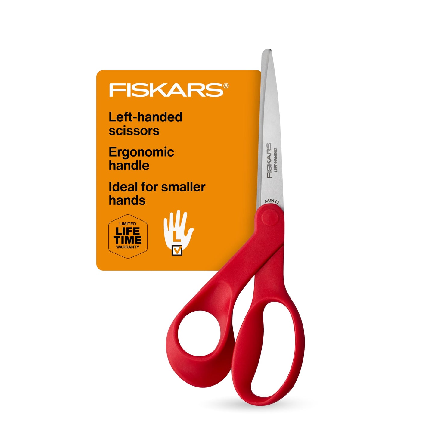 Fiskars 8” Original Orange-Handled Stainless Steel Scissors, Ergonomic and Keeps Material Flat, Sharp All-Purpose Paper and Fabric Scissors for Office, Arts, and Crafts