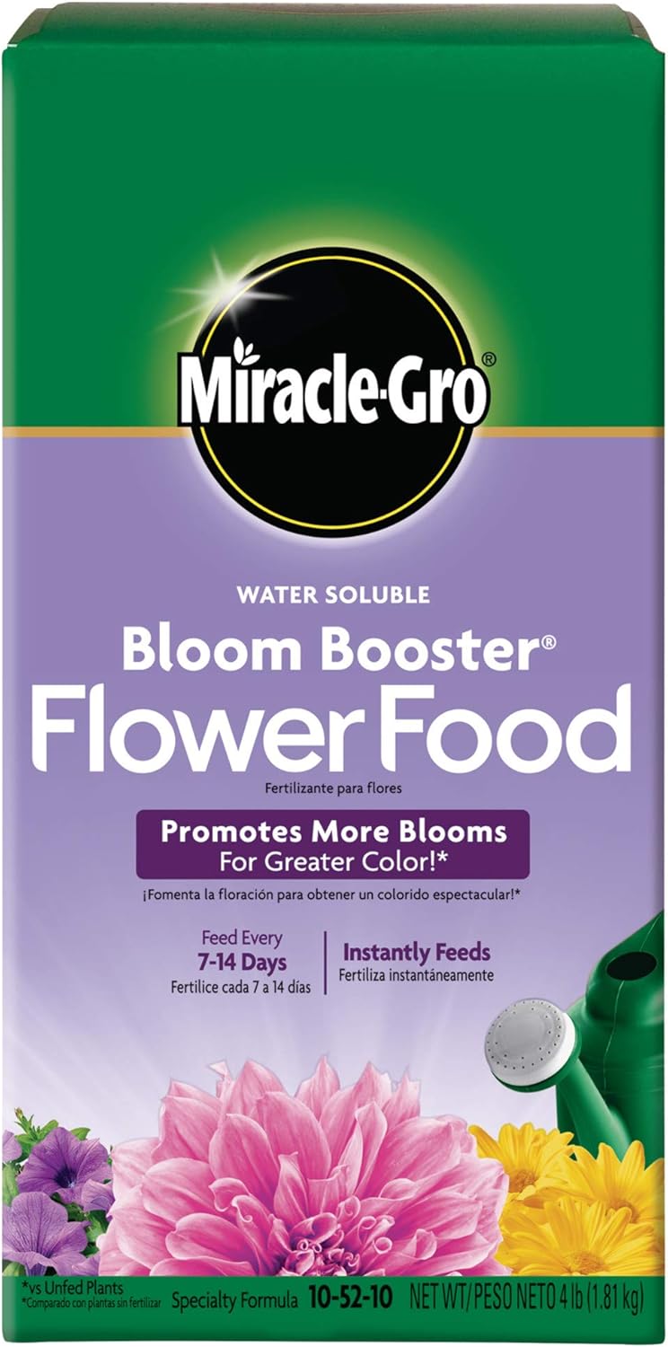 Miracle-Gro Water Soluble Bloom Booster Flower Food, Plant Food for Annual and Perennial Flowers, In-Ground and Container Plants, Roses, Hydrangeas, Hibiscus, 5.5 lb.