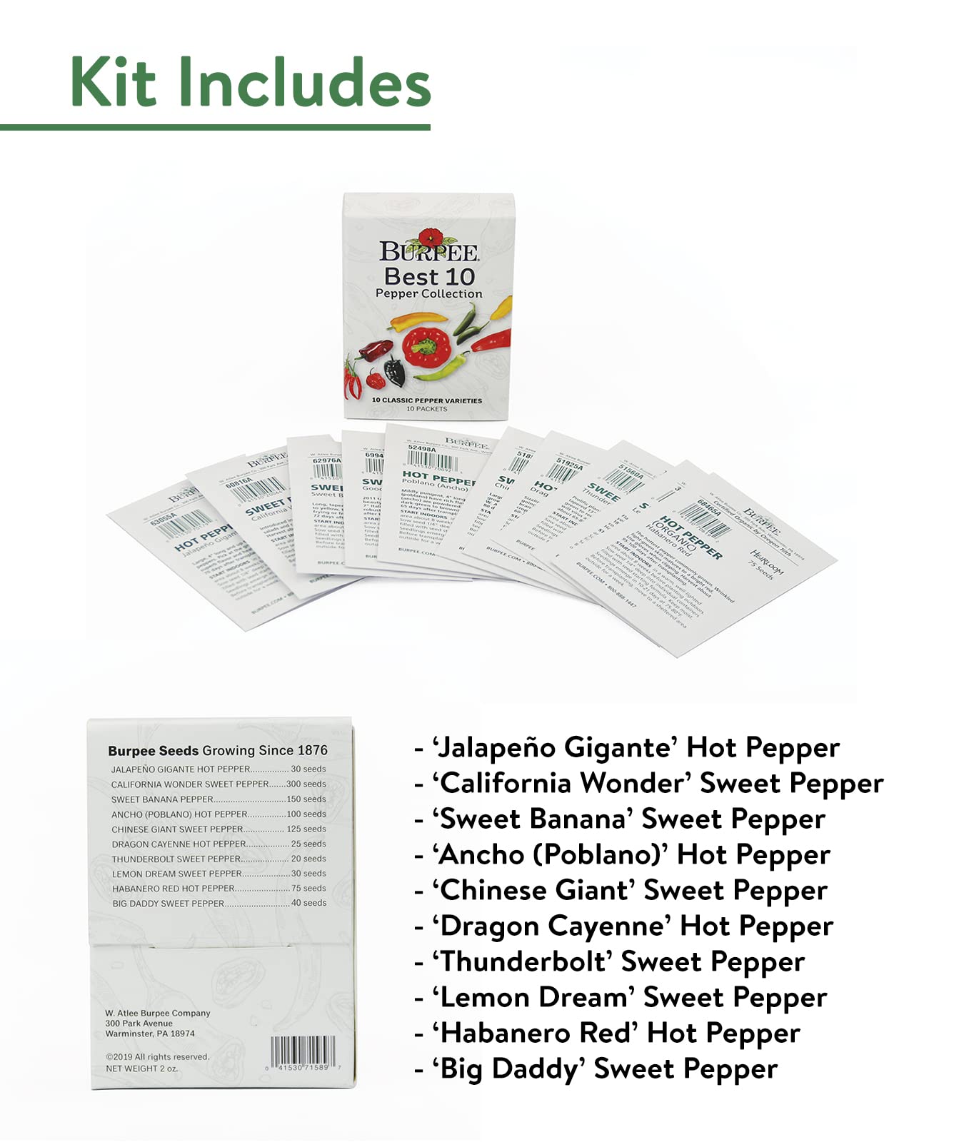 Burpee Culinary Classics Garden Collection 10 Packets of Non-GMO Chives, Cilantro, Basil, Sage, Thyme, Dill, Parsley, Chamomile, Marjoram & Oregano | Kitchen Herb Variety Pack, Seeds for Planting
