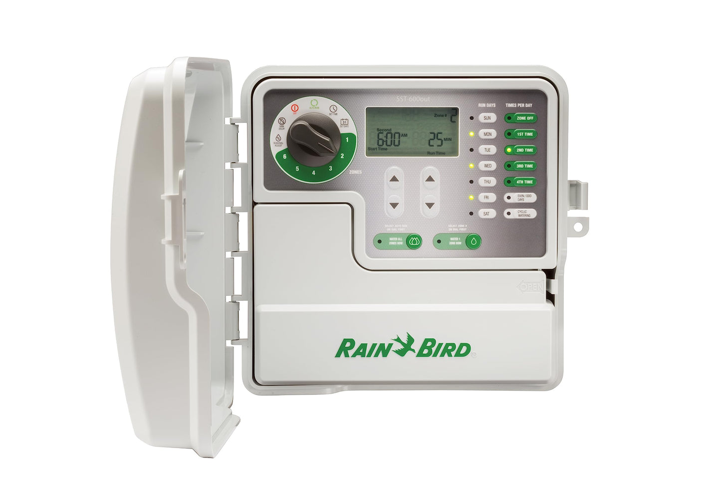 Rain Bird SST1200OUT Simple-to-Set Indoor/Outdoor Sprinkler/Irrigation Timer/Controller, 12-Zone/Station (this New/Improved Model Replaces SST1200O),Gray/Green