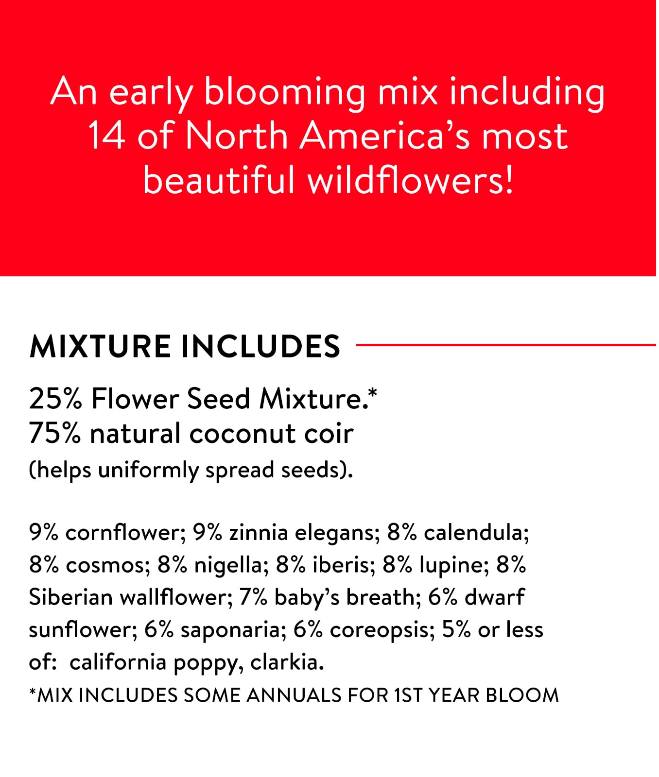 Burpee Wildflower 25,000 Bulk, 1 Bag, 18 Varieties of Non-GMO Flower Seeds Pollinator Garden, Pollinator Mix