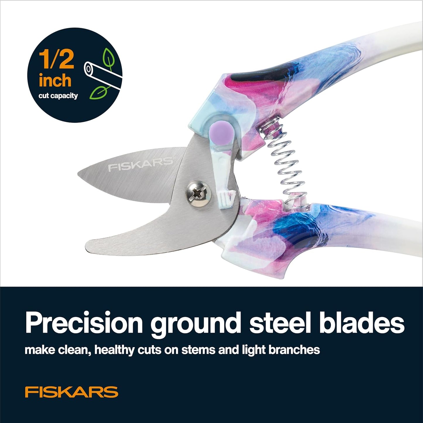 Fiskars Bypass Pruning Shears, 5/8-Inch Cut Capacity Garden Clippers, Gardening Scissors with Sharp, Rust Resistant Steel Blade
