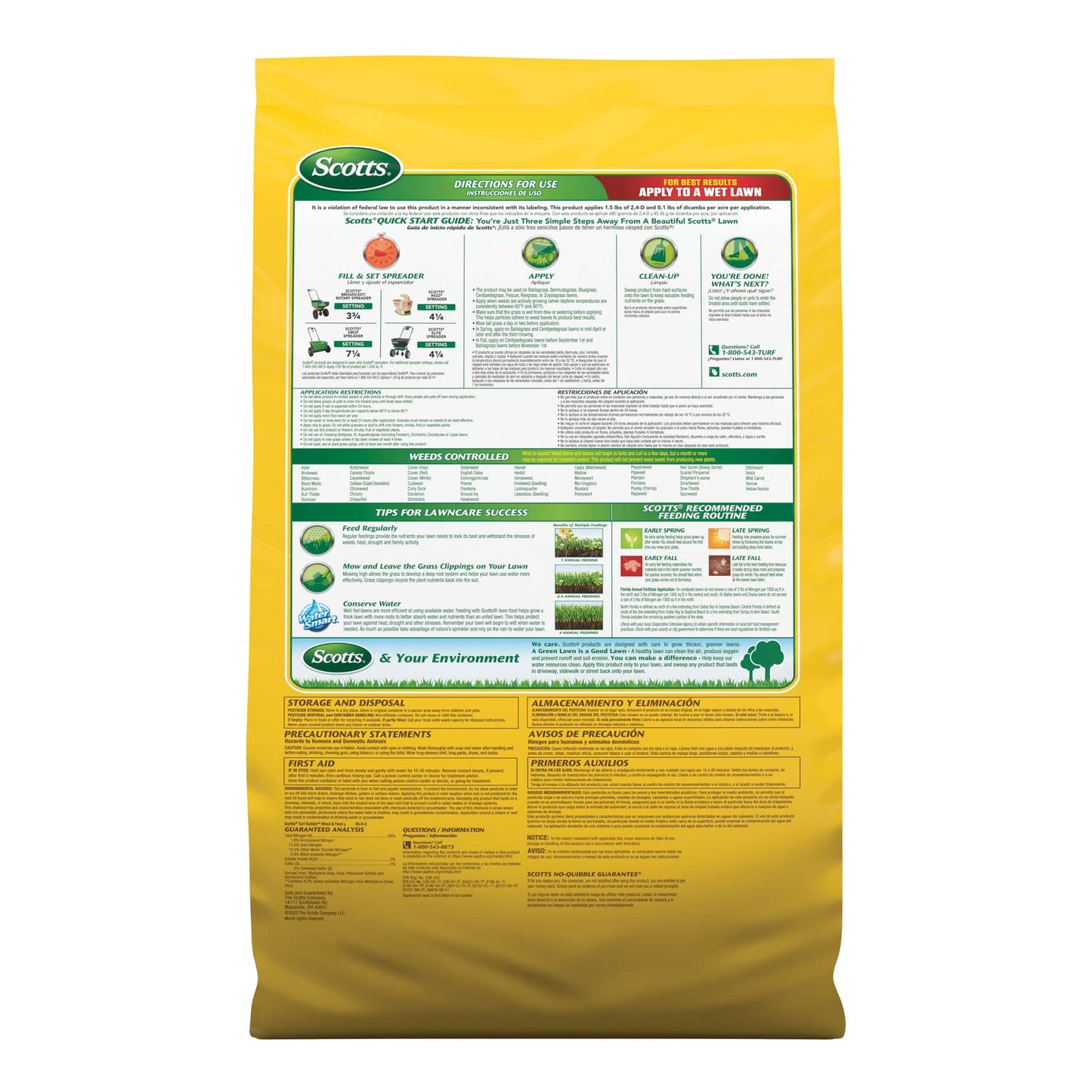 Scotts Turf Builder Weed & Feed3, Weed Killer Plus Lawn Fertilizer, Controls Dandelion and Clover, 5,000 sq. ft., 14.29 lbs.