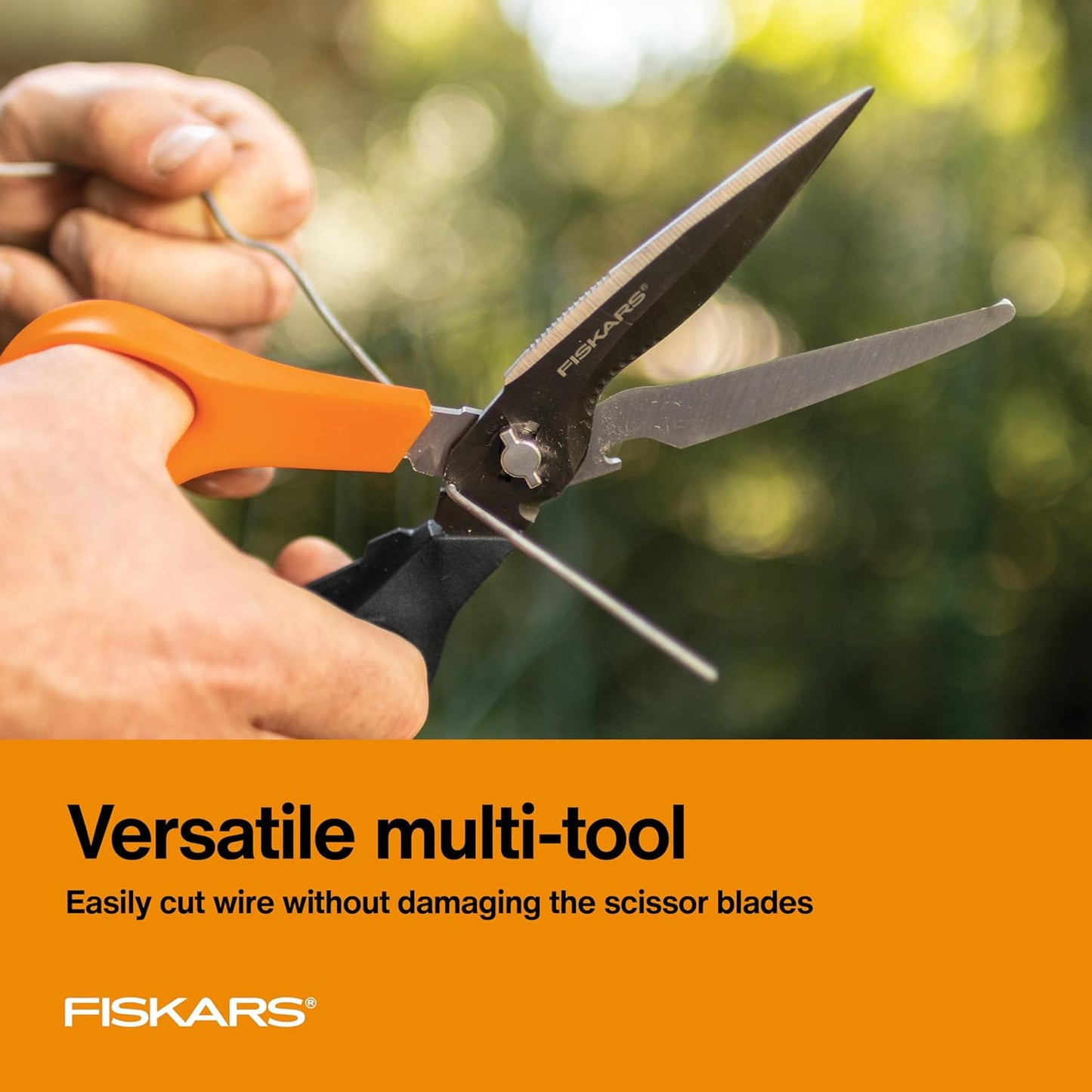 Fiskars Pruning Shears for Gardening, Multipurpose 8" Garden Shears with Sheath and SoftGrip Handle, Great for cutting Nursery Pots, Bags, and Wire