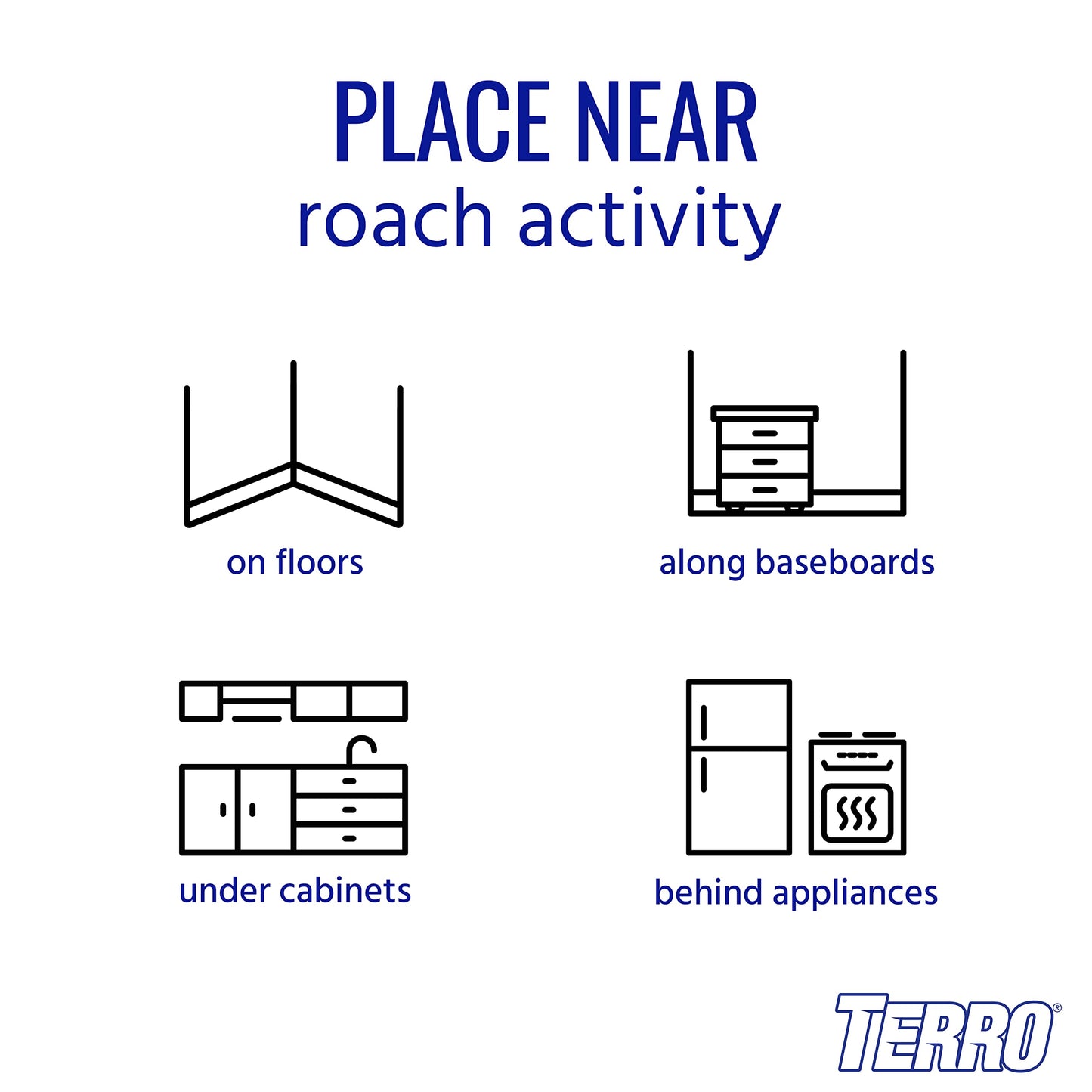 TERRO T500 Indoor Multi-Surface Roach Bait Stations - Indoor Cockroach Killer, 6 Bait Stations, Black