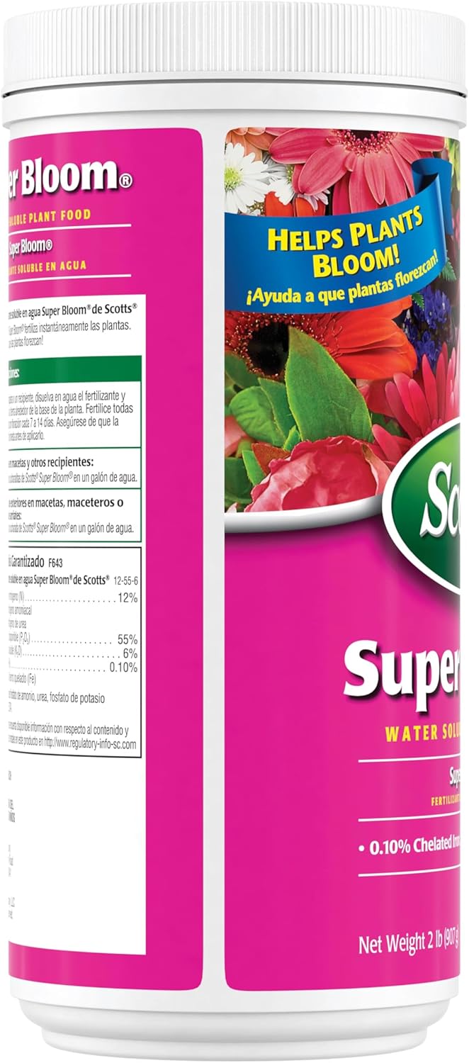 Scotts Super Bloom Water Soluble Plant Food, 2 lb - NPK 12-55-6 - Fertilizer for Outdoor Flowers, Fruiting Plants, Containers and Bed Areas - Feeds Plants Instantly