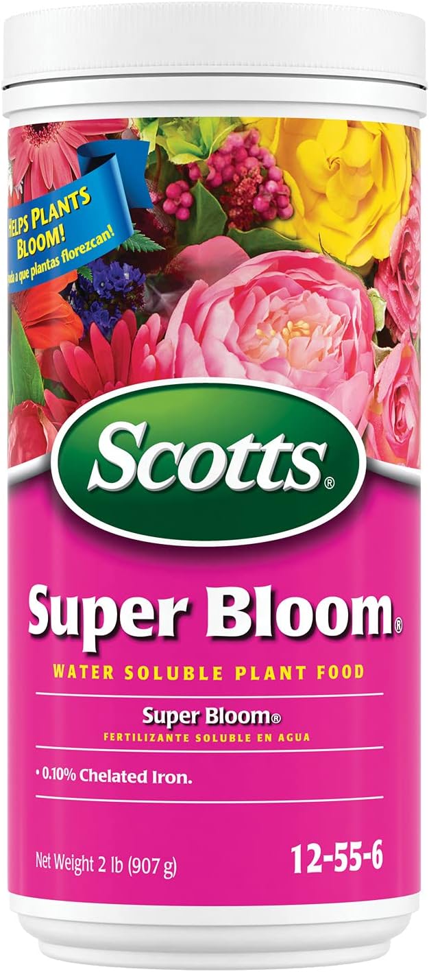 Scotts Super Bloom Water Soluble Plant Food, 2 lb - NPK 12-55-6 - Fertilizer for Outdoor Flowers, Fruiting Plants, Containers and Bed Areas - Feeds Plants Instantly