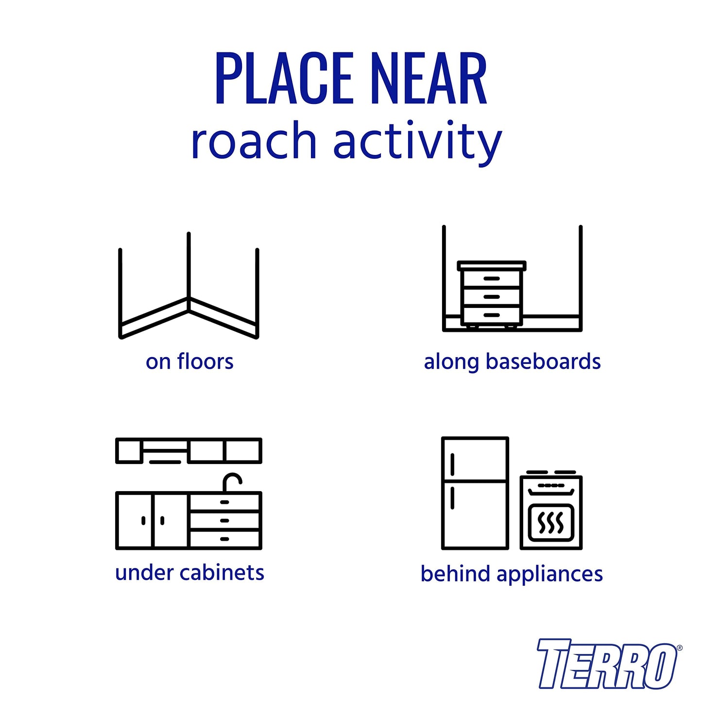 TERRO T500 Indoor Multi-Surface Roach Bait Stations - Indoor Cockroach Killer, 6 Bait Stations, Black