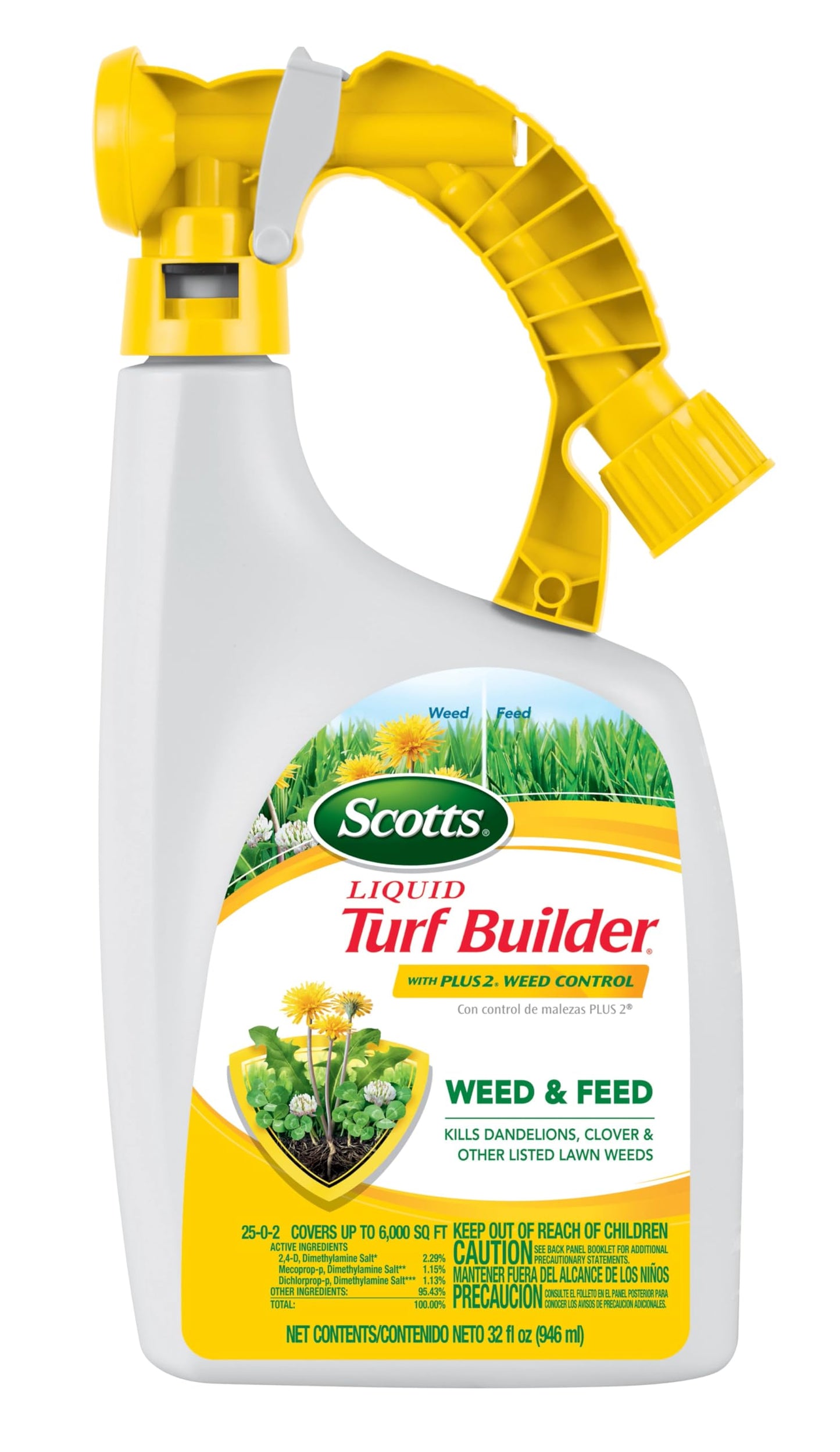 Scotts Turf Builder Weed & Feed3, Weed Killer Plus Lawn Fertilizer, Controls Dandelion and Clover, 5,000 sq. ft., 14.29 lbs.