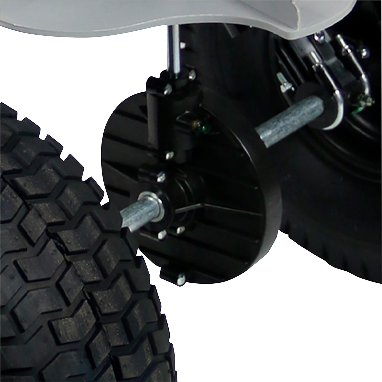 Chapin 8622B Made in The USA 2.2 Cubic Feet Tow and Pull Behind Spreader with Auto-Stop Dual Impeller That Stops When Not Moving, Designed for Farm and Tough Terrain, Hitch Pins, Black