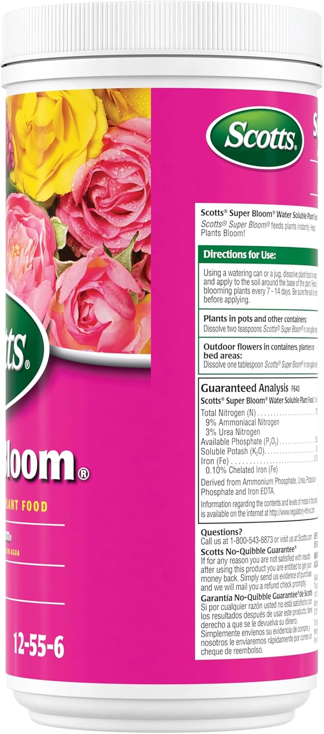 Scotts Super Bloom Water Soluble Plant Food, 2 lb - NPK 12-55-6 - Fertilizer for Outdoor Flowers, Fruiting Plants, Containers and Bed Areas - Feeds Plants Instantly