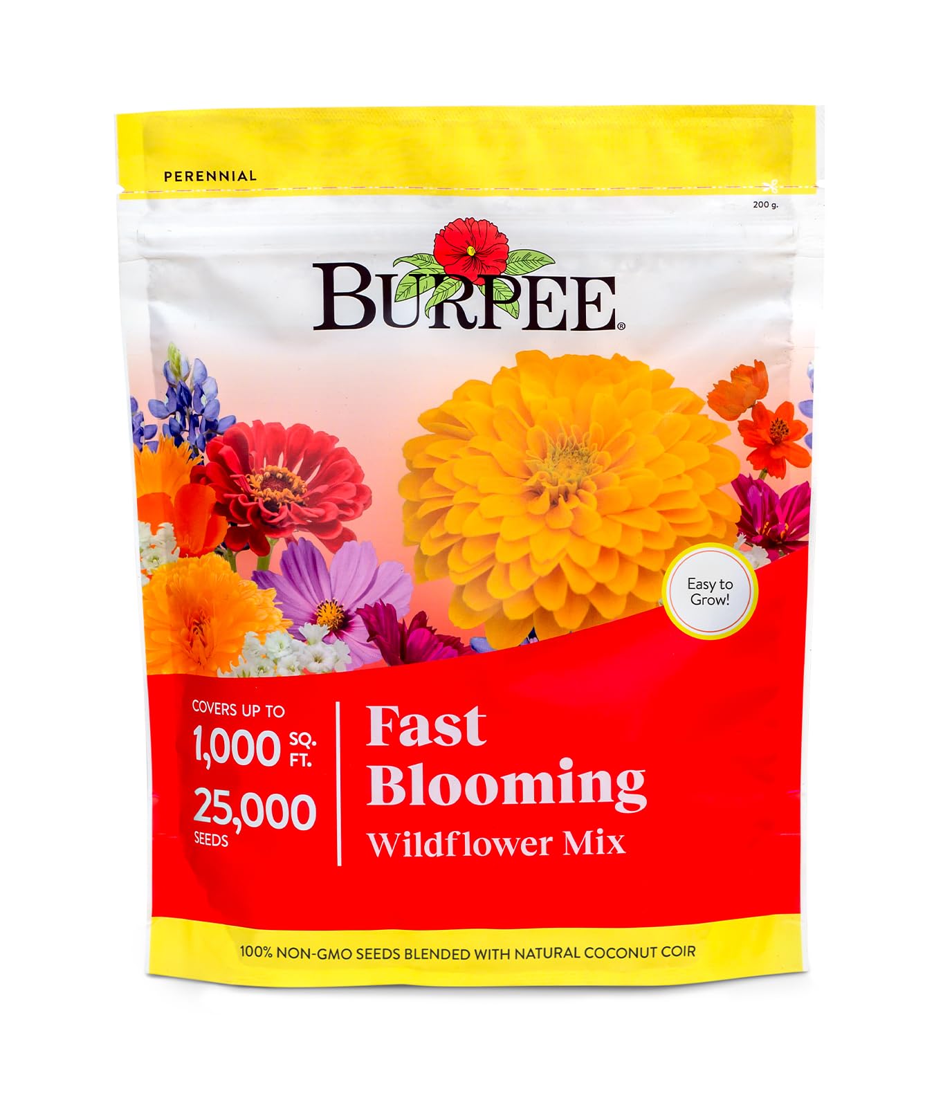 Burpee Wildflower 25,000 Bulk, 1 Bag, 18 Varieties of Non-GMO Flower Seeds Pollinator Garden, Pollinator Mix