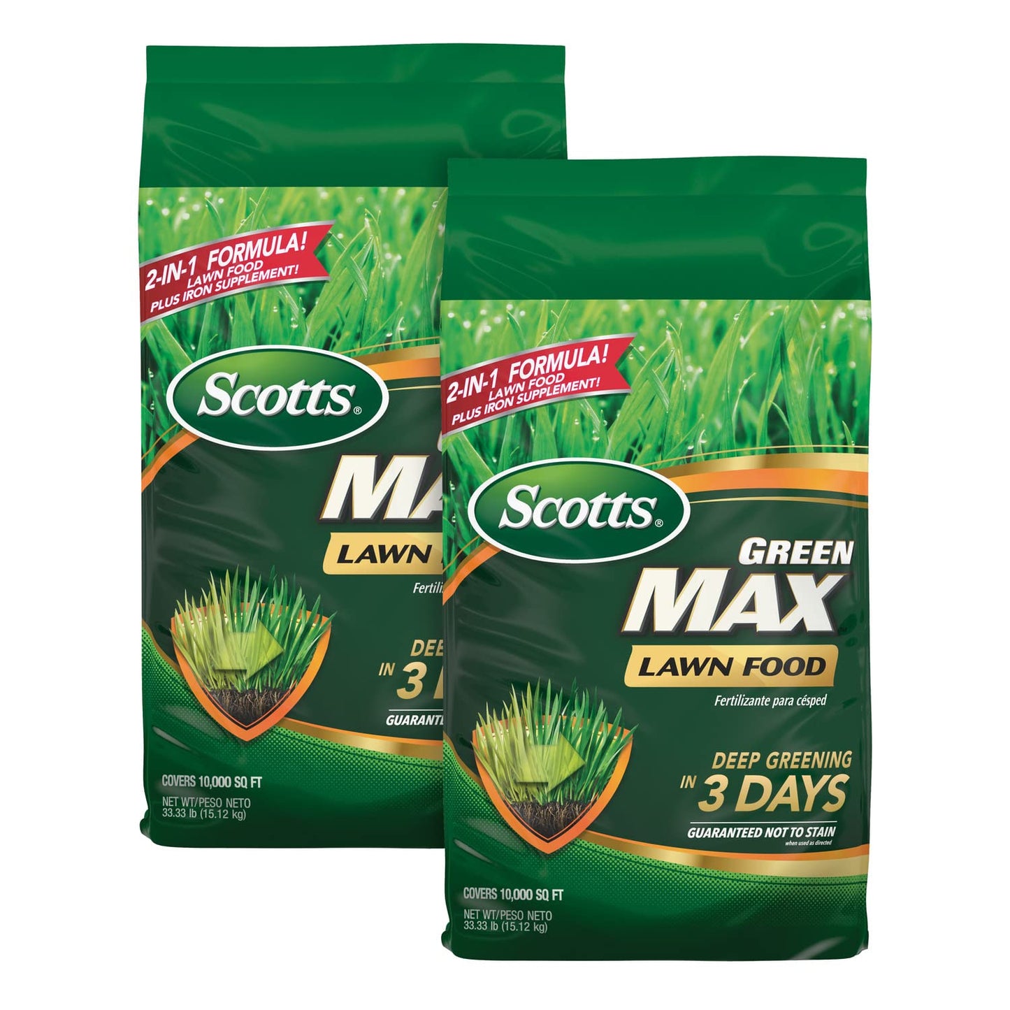 Scotts Green Max Lawn Food, Lawn Fertilizer Plus Iron Supplement for Greener Grass in 3 Days, 5,000 sq. ft., 16.67 lbs.
