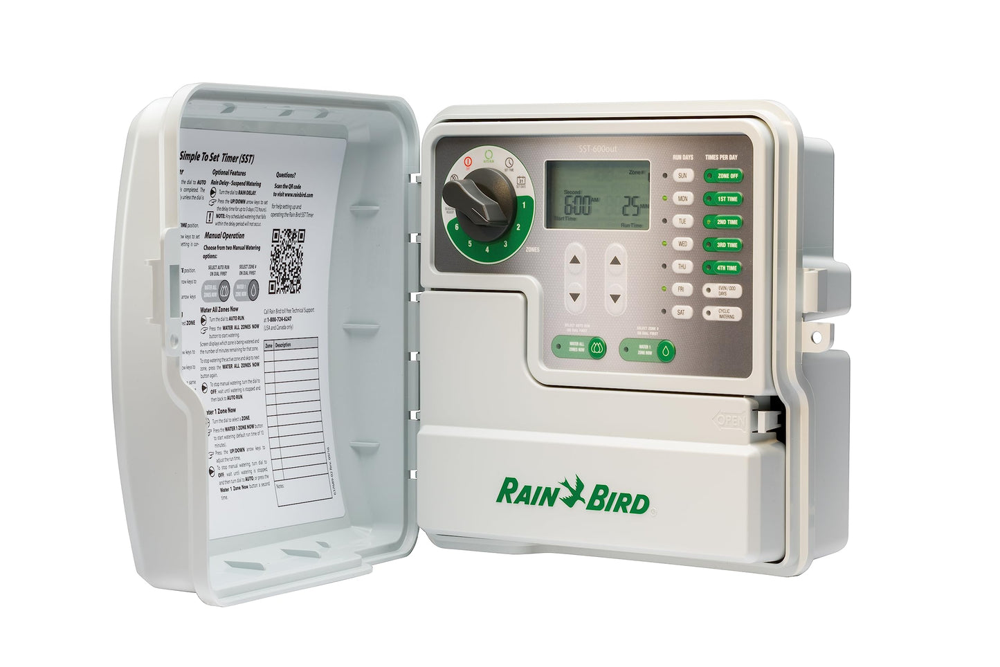 Rain Bird SST1200OUT Simple-to-Set Indoor/Outdoor Sprinkler/Irrigation Timer/Controller, 12-Zone/Station (this New/Improved Model Replaces SST1200O),Gray/Green
