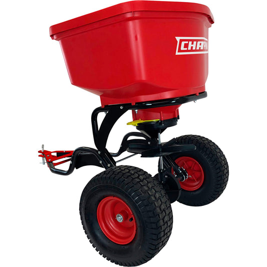 Chapin 8622B Made in The USA 2.2 Cubic Feet Tow and Pull Behind Spreader with Auto-Stop Dual Impeller That Stops When Not Moving, Designed for Farm and Tough Terrain, Hitch Pins, Black
