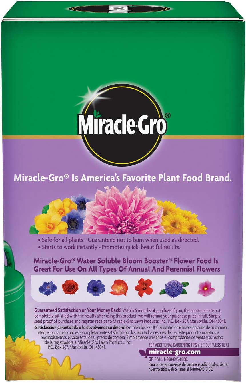 Miracle-Gro Water Soluble Bloom Booster Flower Food, Plant Food for Annual and Perennial Flowers, In-Ground and Container Plants, Roses, Hydrangeas, Hibiscus, 5.5 lb.
