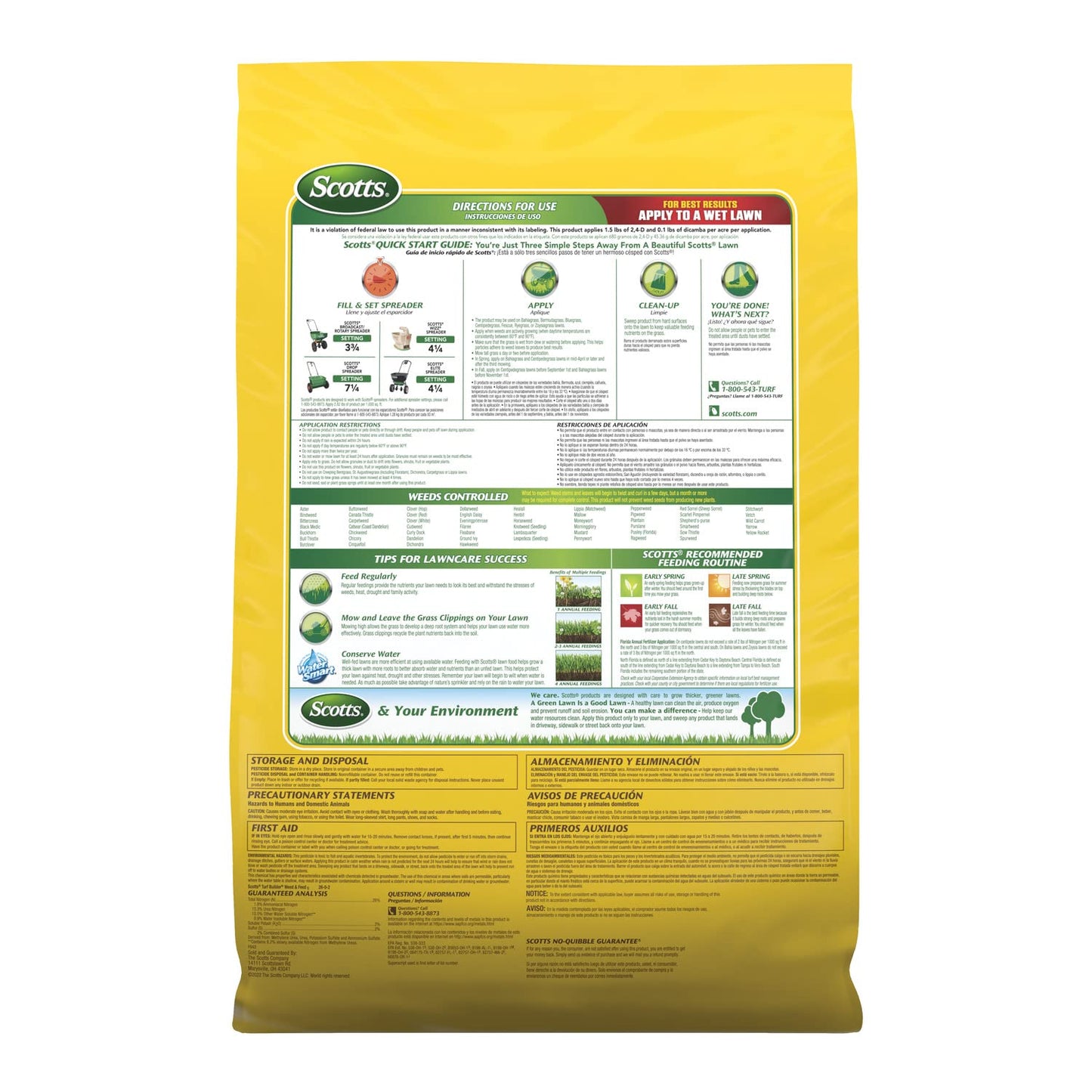 Scotts Turf Builder Weed & Feed3, Weed Killer Plus Lawn Fertilizer, Controls Dandelion and Clover, 5,000 sq. ft., 14.29 lbs.