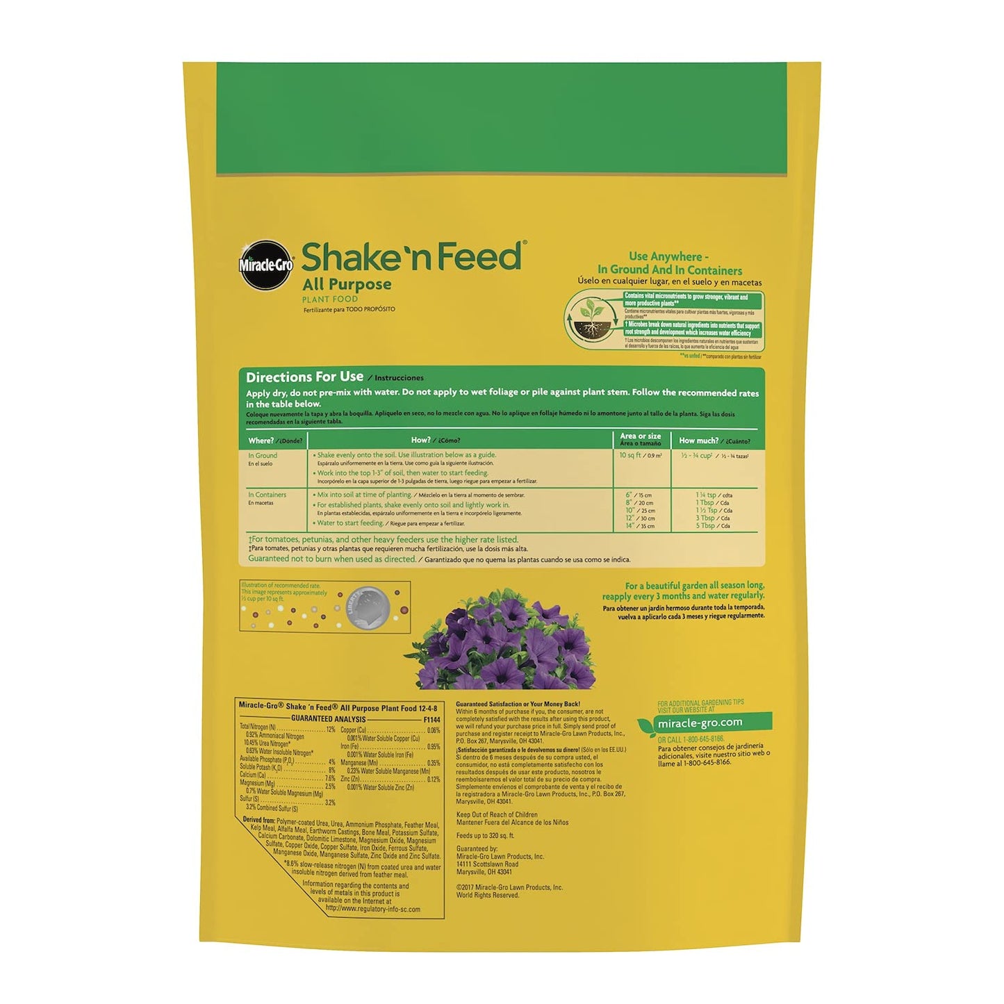 Miracle-Gro Shake 'N Feed All Purpose Plant Food, For In-Ground and Container Plants, Feeds for up to 3 Months, 4.5 lbs.
