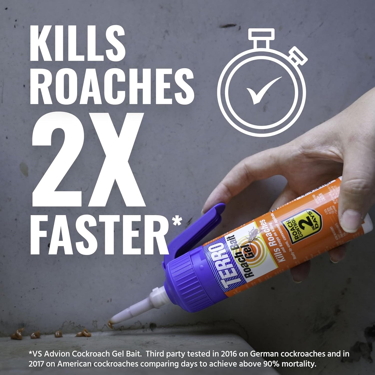 Terro T502 Ready-to-Use Indoor Cockroach Gel Bait Killer - Kills German, American, Oriental Roaches, 3 oz