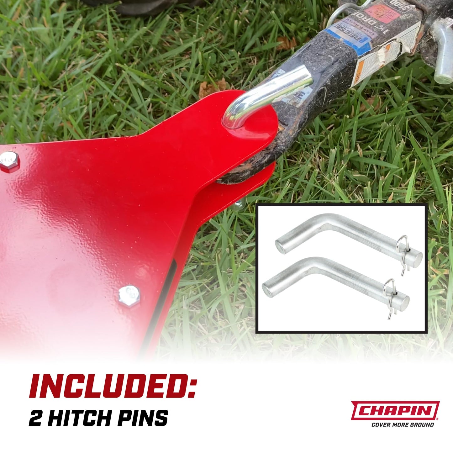 Chapin 8622B Made in The USA 2.2 Cubic Feet Tow and Pull Behind Spreader with Auto-Stop Dual Impeller That Stops When Not Moving, Designed for Farm and Tough Terrain, Hitch Pins, Black