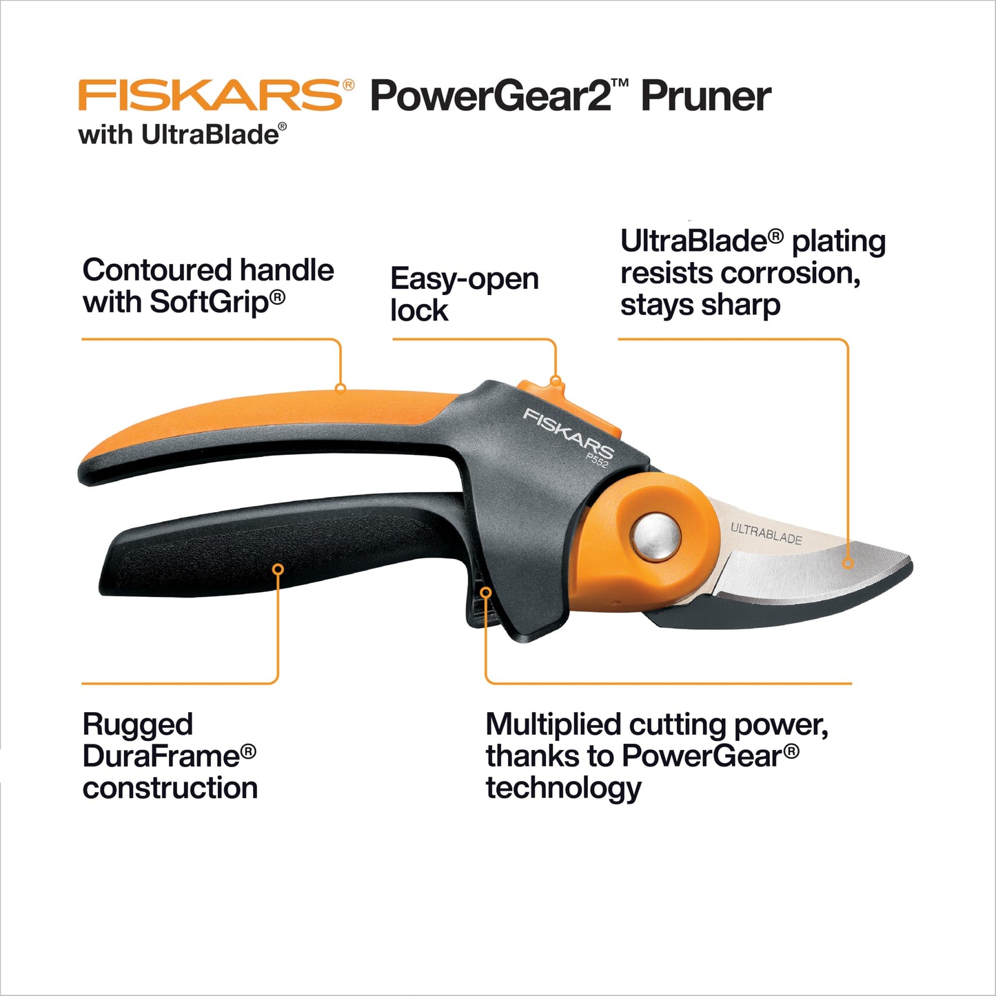 Fiskars Pruning Shears, Bypass Pruner that Cuts Through Stems up to 3/4-Inch, PowerGear Technology For More Power on Every Cut