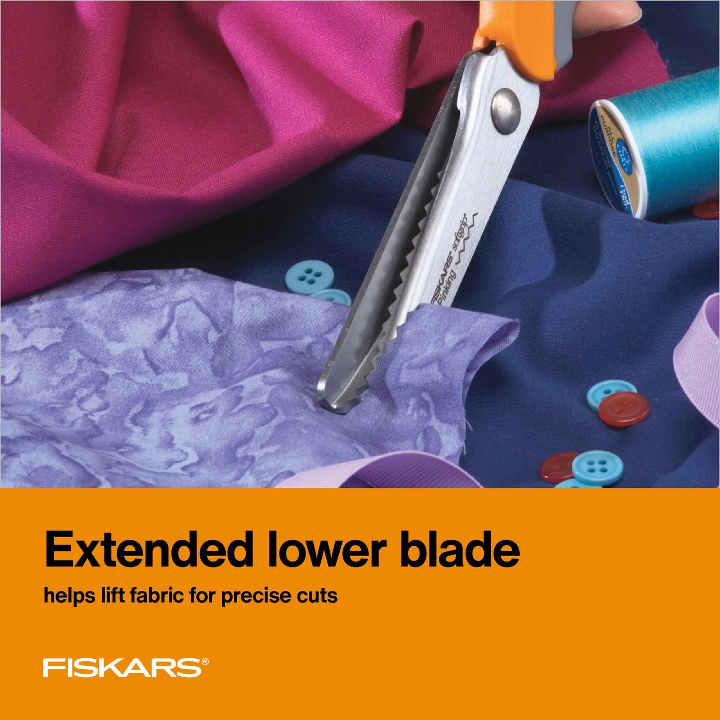 Fiskars 8” Original Orange-Handled Stainless Steel Scissors, Ergonomic and Keeps Material Flat, Sharp All-Purpose Paper and Fabric Scissors for Office, Arts, and Crafts
