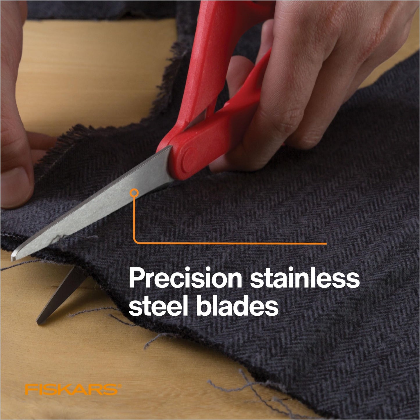 Fiskars 8” Original Orange-Handled Stainless Steel Scissors, Ergonomic and Keeps Material Flat, Sharp All-Purpose Paper and Fabric Scissors for Office, Arts, and Crafts