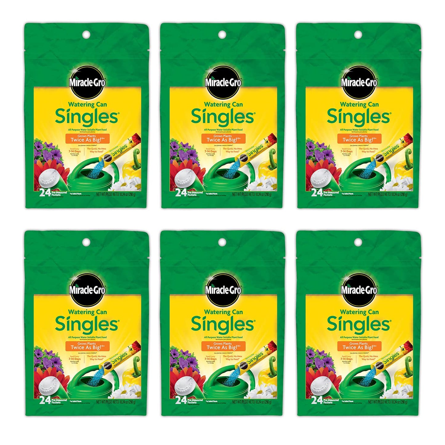 Miracle-Gro Watering Can Singles All Purpose Water Soluble Plant Food, For Flowers, Vegetables, Houseplants, Trees, Indoor and Outdoor Plants, 24 Packets