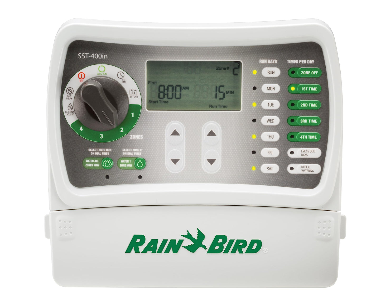 Rain Bird SST1200OUT Simple-to-Set Indoor/Outdoor Sprinkler/Irrigation Timer/Controller, 12-Zone/Station (this New/Improved Model Replaces SST1200O),Gray/Green