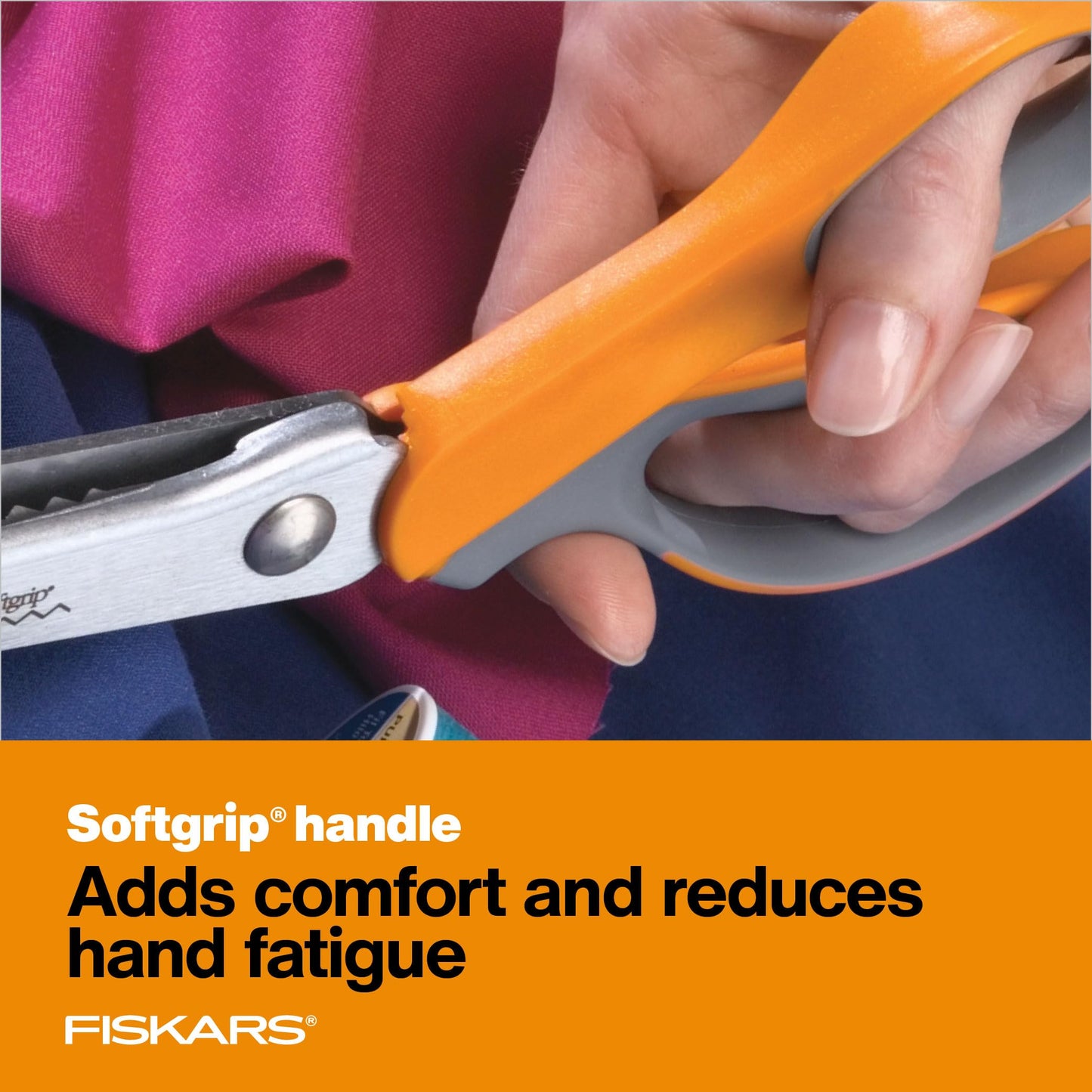 Fiskars 8” Original Orange-Handled Stainless Steel Scissors, Ergonomic and Keeps Material Flat, Sharp All-Purpose Paper and Fabric Scissors for Office, Arts, and Crafts