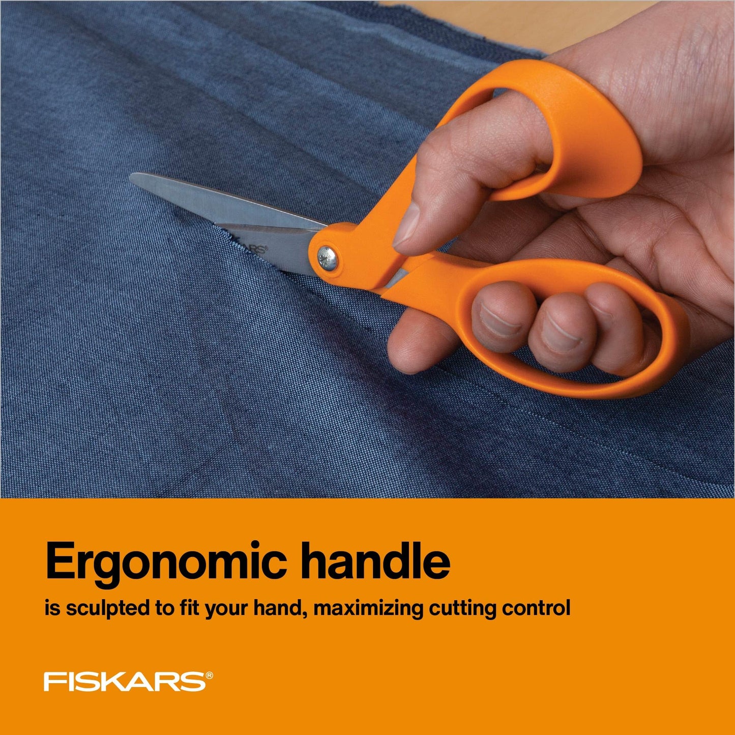 Fiskars 8” Original Orange-Handled Stainless Steel Scissors, Ergonomic and Keeps Material Flat, Sharp All-Purpose Paper and Fabric Scissors for Office, Arts, and Crafts