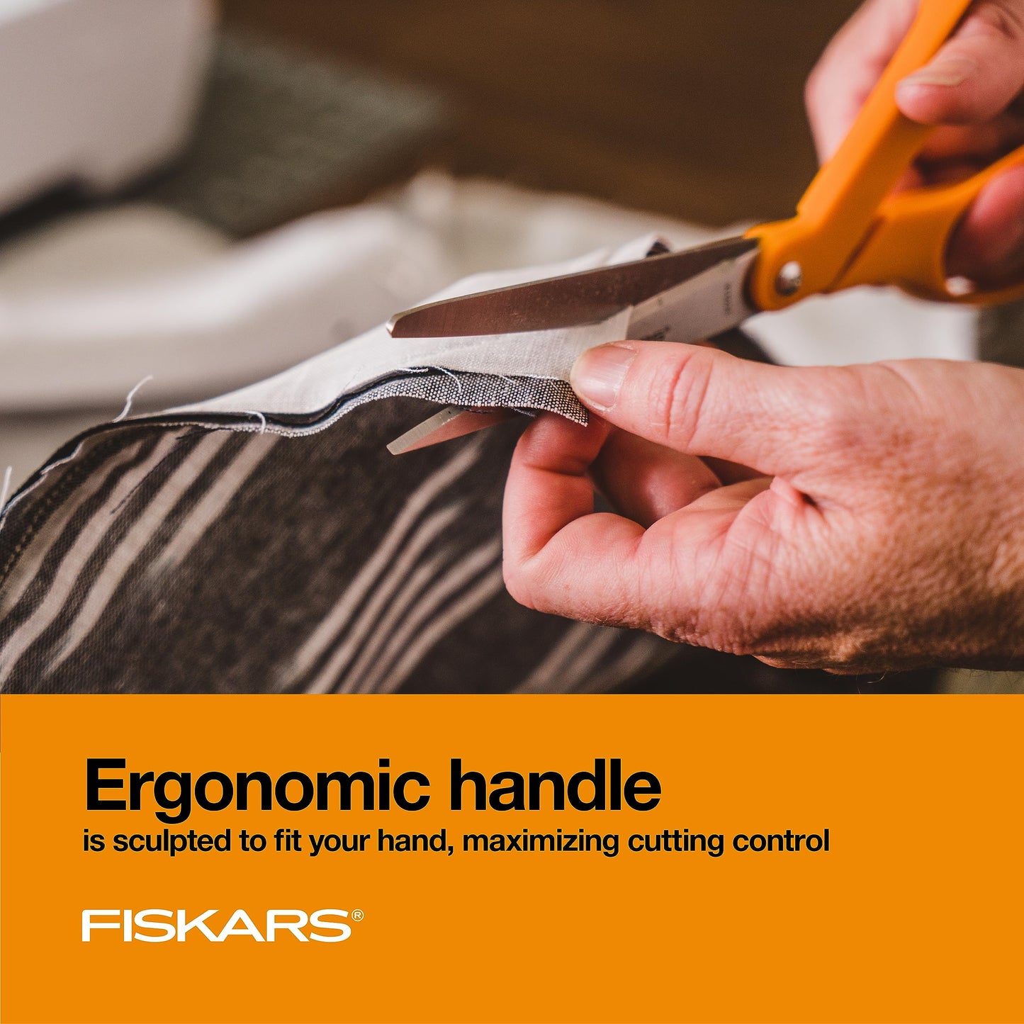Fiskars 8” Original Orange-Handled Stainless Steel Scissors, Ergonomic and Keeps Material Flat, Sharp All-Purpose Paper and Fabric Scissors for Office, Arts, and Crafts