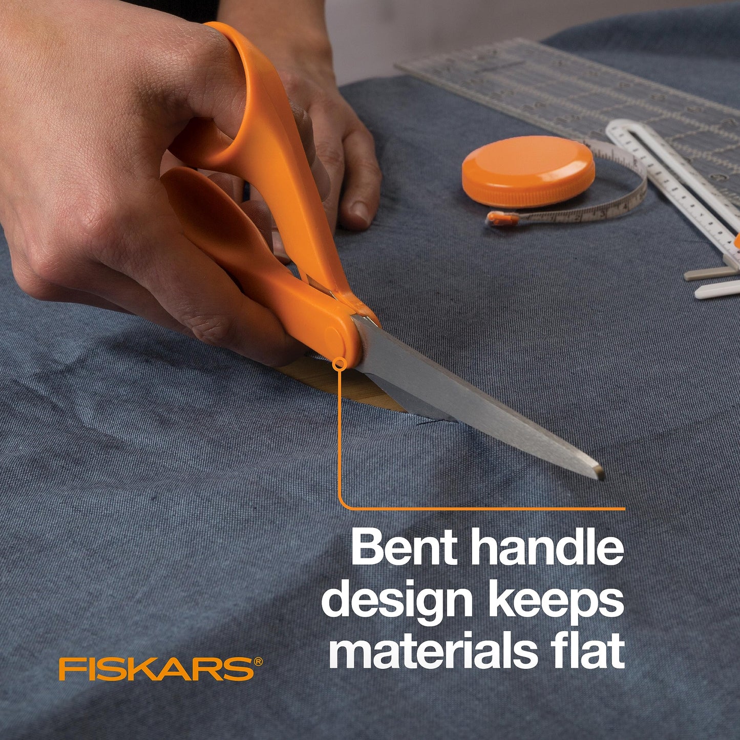 Fiskars 8” Original Orange-Handled Stainless Steel Scissors, Ergonomic and Keeps Material Flat, Sharp All-Purpose Paper and Fabric Scissors for Office, Arts, and Crafts