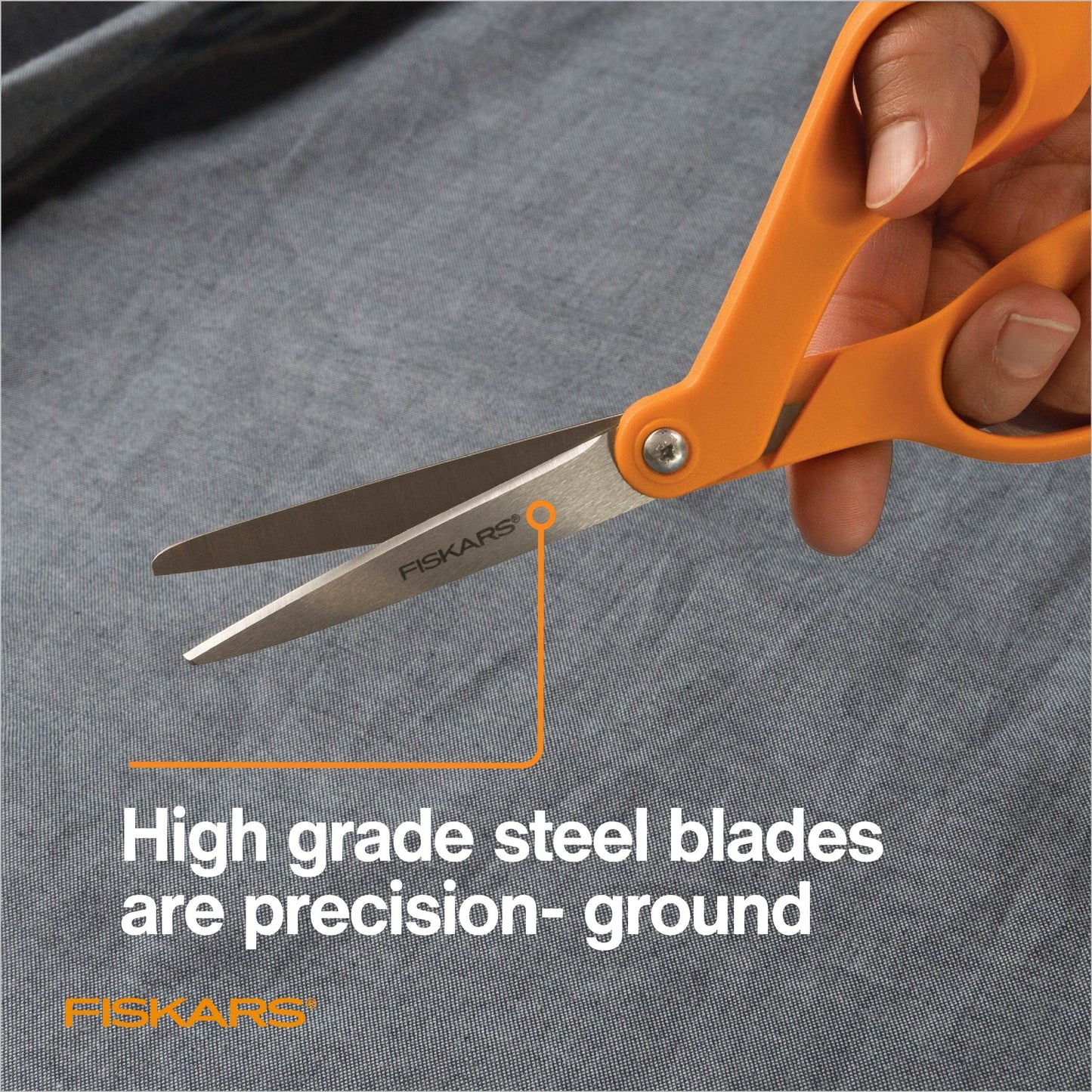 Fiskars 8” Original Orange-Handled Stainless Steel Scissors, Ergonomic and Keeps Material Flat, Sharp All-Purpose Paper and Fabric Scissors for Office, Arts, and Crafts