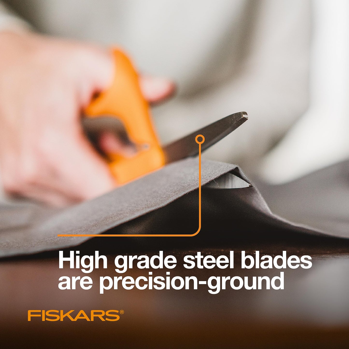 Fiskars 8” Original Orange-Handled Stainless Steel Scissors, Ergonomic and Keeps Material Flat, Sharp All-Purpose Paper and Fabric Scissors for Office, Arts, and Crafts